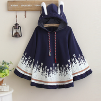 Cute harajuku printing hooded cloak coat - Thumbnail 1