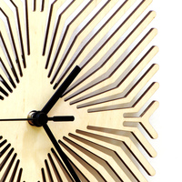 Spider - 9.5 x 9.5 in / 24x24cm natural wood modern wooden wall clock - Thumbnail 4