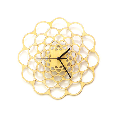 Coral - 11½" (29cm) unique modern, laser cut wooden wall clock made using plywood - Thumbnail 4