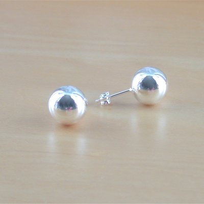 925 silver ball stud earrings/sphere stud earrings/10mm stud earrings/polished ball earrings/silver ball jewelry/silver ball jewellery/studs