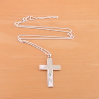 925 Sterling Silver Mens Cross & 20" Sterling Silver Curb Chain/Mans Cross Jewelry/Mens Cross Pendant/Mens Cross Necklace/Mans Cross Pendant - Thumbnail 1