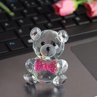 Quartz Crystal Glass Teddy Bear Paperweights feng shui Crystal - Thumbnail 1