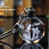 Laser Engraved K9 Crystal Photo Personalized Keychain - Thumbnail 3