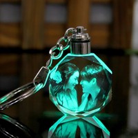 Laser Engraved K9 Crystal Photo Personalized Keychain - Thumbnail 4