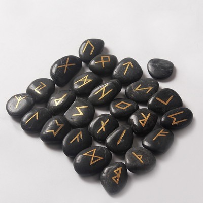 New arrival! natural engraved gold rune 25pcs set high quality runes stone divination - Thumbnail 3