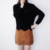 Multicolor Waved Hem Knitted Sweater - Thumbnail 1
