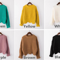 Multicolor Waved Hem Knitted Sweater - Thumbnail 2