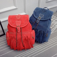 Hollow Retro Scrub Fringed Backpack Shoulder Bag - Thumbnail 2