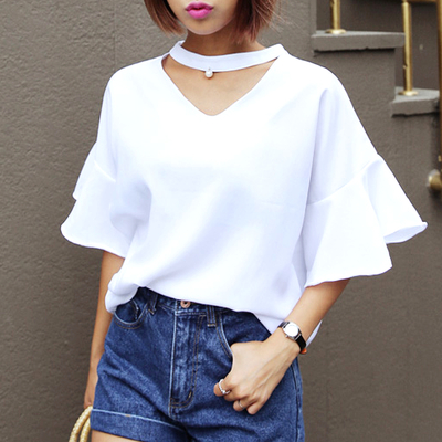 Pearl choker blouse