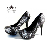 Harry Potter In Black and White Platform Heels - Thumbnail 1