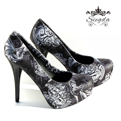 Harry potter in black and white platform heels