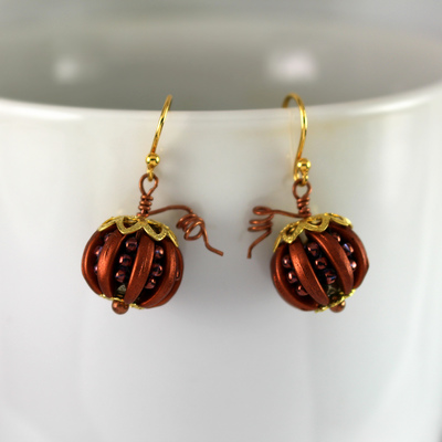 Beaded Pumpkin Earrings