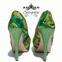 Turtle Time TMNT Platform Heels with Glitter  - Thumbnail 1