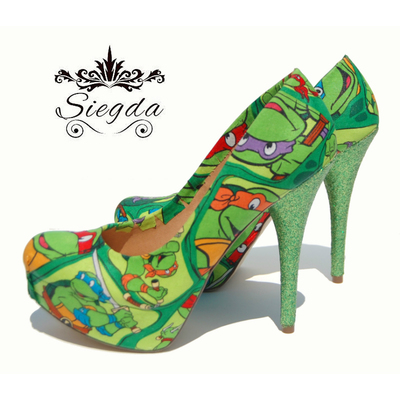 Turtle time tmnt platform heels with glitter 