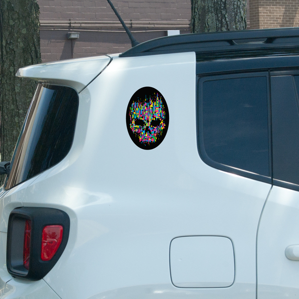 Multi Color Pixle Skull Decal - High Quality Adhesive Vinyl In Full Color