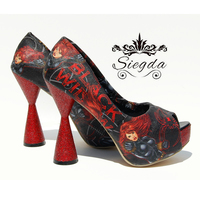 Deadly Assassin Peep Toe Cone Heels with Glitter  - Thumbnail 2