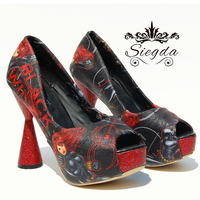 Deadly Assassin Peep Toe Cone Heels with Glitter  - Thumbnail 1