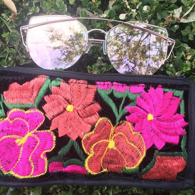 Sunglasses embroidered bag and wallet 