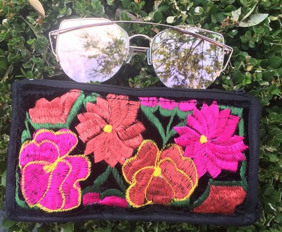 Sunglasses embroidered bag and wallet 