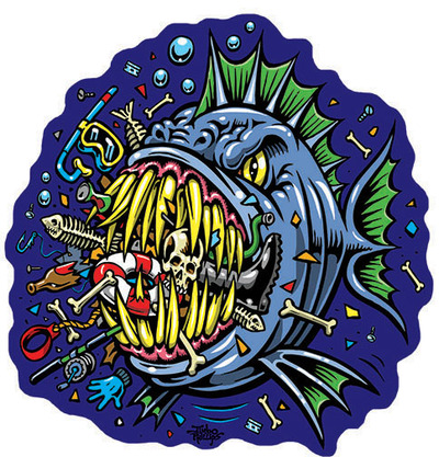 Bad Fish sticker (full color shaped vinyl)