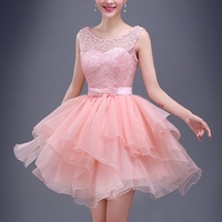 Charming A-line pink lace short prom dress,homecoming dresses - Thumbnail 1