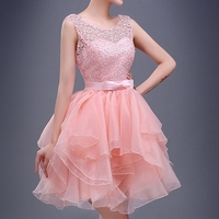 Charming A-line pink lace short prom dress,homecoming dresses - Thumbnail 2