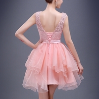 Charming A-line pink lace short prom dress,homecoming dresses - Thumbnail 3