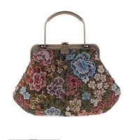 Vintage Linens Beads Embroidered Bag Women's Portable National Dinner Party Bag - Thumbnail 1