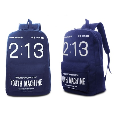 Personality clock printing canvas bag backpack students backpack