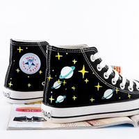 Harajuku hand-drawn galaxy canvas shoes - Thumbnail 1