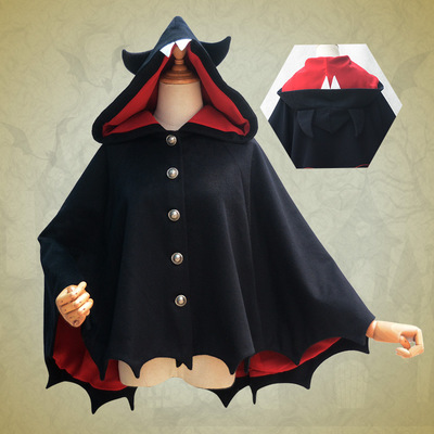 Halloween devil ear bat cape woolen jacket - Thumbnail 5