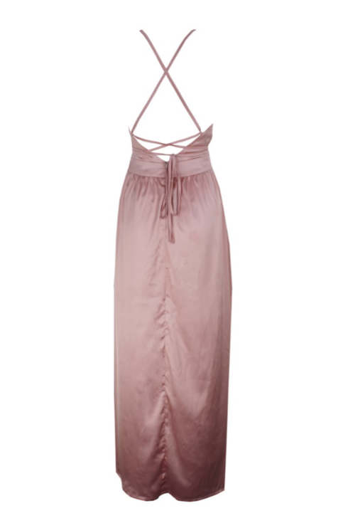 Pink Maxi Slit Elegant Dress