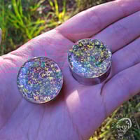 Dichroic Glass Plugs - Fire for Stretched Ears - Thumbnail 1