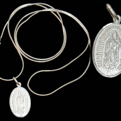 Sterling silver rgb necklace 22" with virgen medal