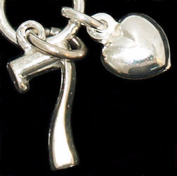 Sterling Silver Heart and Number 7 Pendant Charm