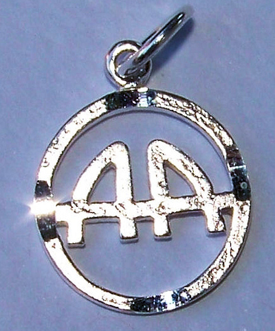 Sterling Silver AA Alcoholic Anonymous Charm Pendant