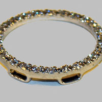 Sterling Silver CZ Pave Open Circle Charm Pendant - Thumbnail 1