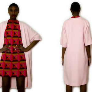 Vintage S / M / L 1980s Mid Length Light Weight Pink Jacket Coat Small Medium Large Midi