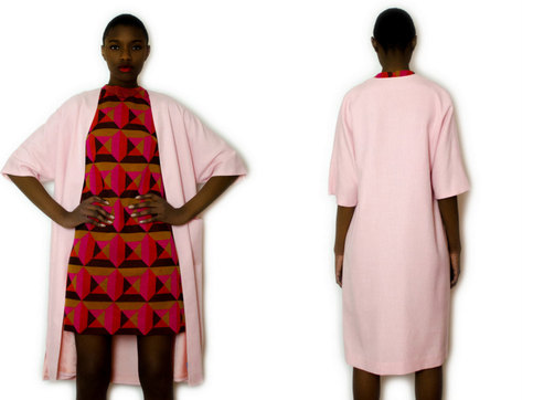 Vintage S / M / L 1980s Mid Length Light Weight Pink Jacket Coat Small Medium Large Midi