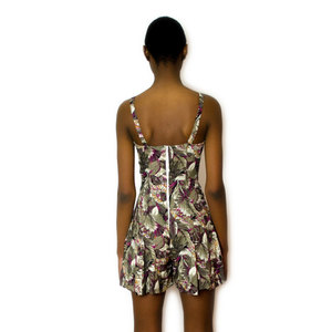 Vintage S / M 1980s Floral Romper In Shades Of Gray & Purple Small Medium Jumper Dress - Thumbnail 1