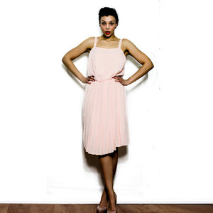 Vintage M / L 1960s 1970s Pale Pink Pleated Dress w/ Elastic Waist Medium Large - Thumbnail 4