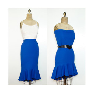Vintage Blue Convertible Skirt Dress S / M Ruffle Bottom w/  Original Tags Flare Hi Lo Hem A