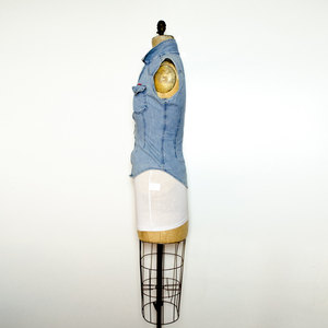 Vintage Blue Ripped Jean Vest XS / S Shirt Top Small X-Small - Thumbnail 4