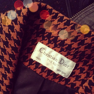 Vintage M / L Christian Dior Blazer Jacket Coat Houndstooth Brown Black XL Medium Large X-Large Wool - Thumbnail 3