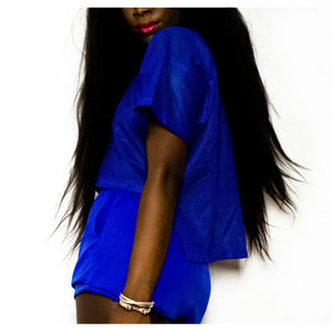 Vintage S/M Crop Top Net Mesh Sheer See Through Shirt Beach Cover-up Rihanna Small Medium Boxy Sporty Jersey Short Sleeve High Low Fishnet - Thumbnail 3