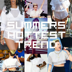 Vintage S/M Crop Top Net Mesh Sheer See Through Shirt Beach Cover-up Rihanna Small Medium Boxy Sporty Jersey Short Sleeve High Low Fishnet - Thumbnail 4