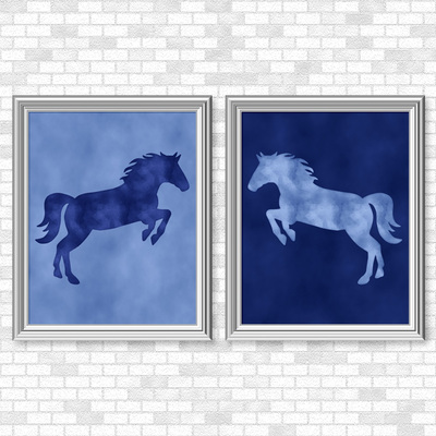 Blue Horse Set - Printable Wall Art