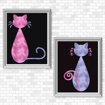 Cats - Watercolor Set - Printable Wall Art