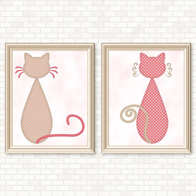 Cats - Polka Dot Set - Printable Wall Art