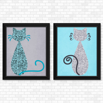 Cats - paisley set - printable wall art